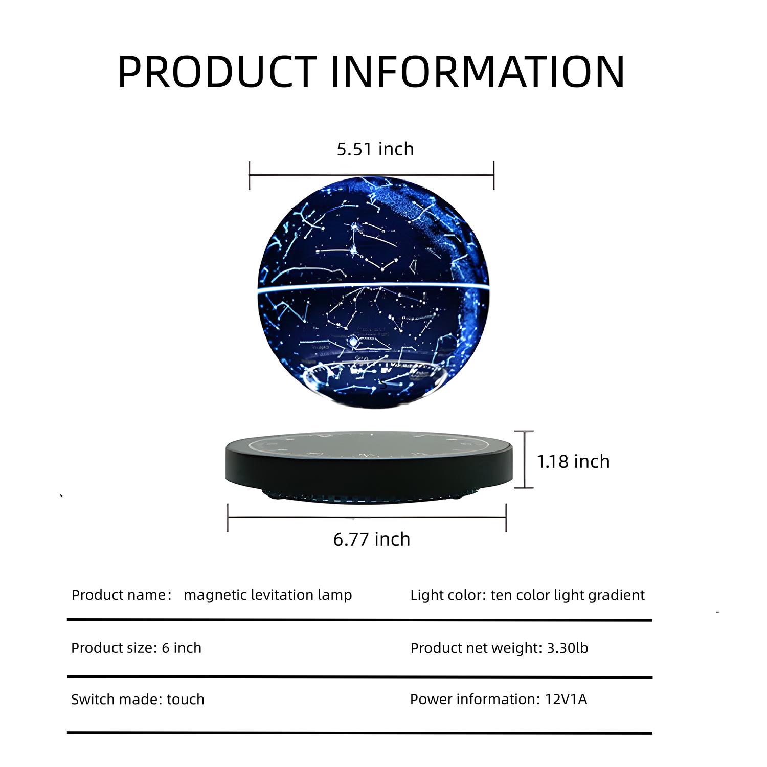 Kamiuzzly Magnetic Levitation Moon Lamp - Creative & Smart Design Desk Decor