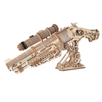 Kamiuzzly Steampunk Wooden Pistol Model Non-Functional 3D DIY Puzzle, Retro Design Eco-Friendly Wood Craft, Home Office Decor & Unique Gift for Adults Collectors