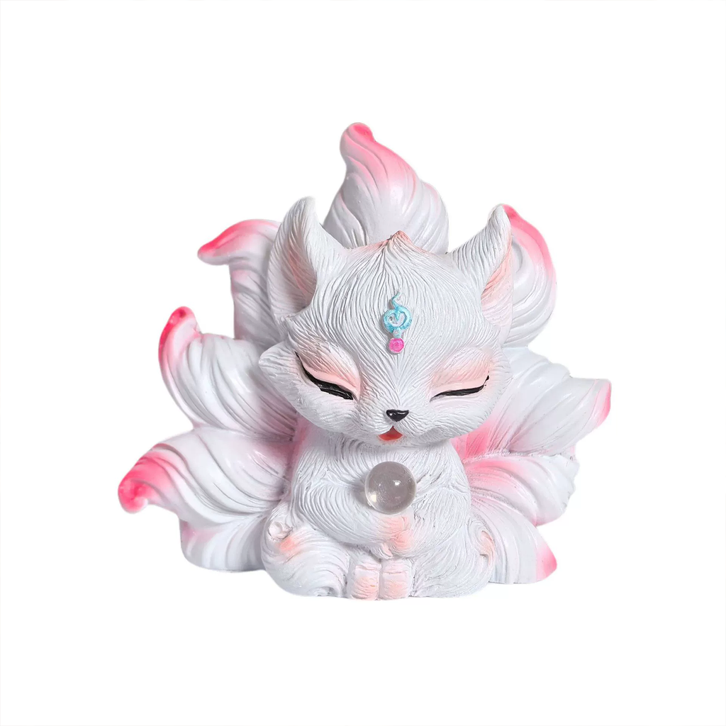 Kamiuzzly White Nine-Tailed Fox Collectible - Elegant Desktop Display