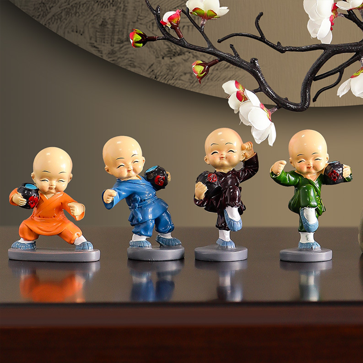 Kamiuzzly Kung Fu Monk Figurine - Zen Meditation Desktop Decor for Home Office Gift