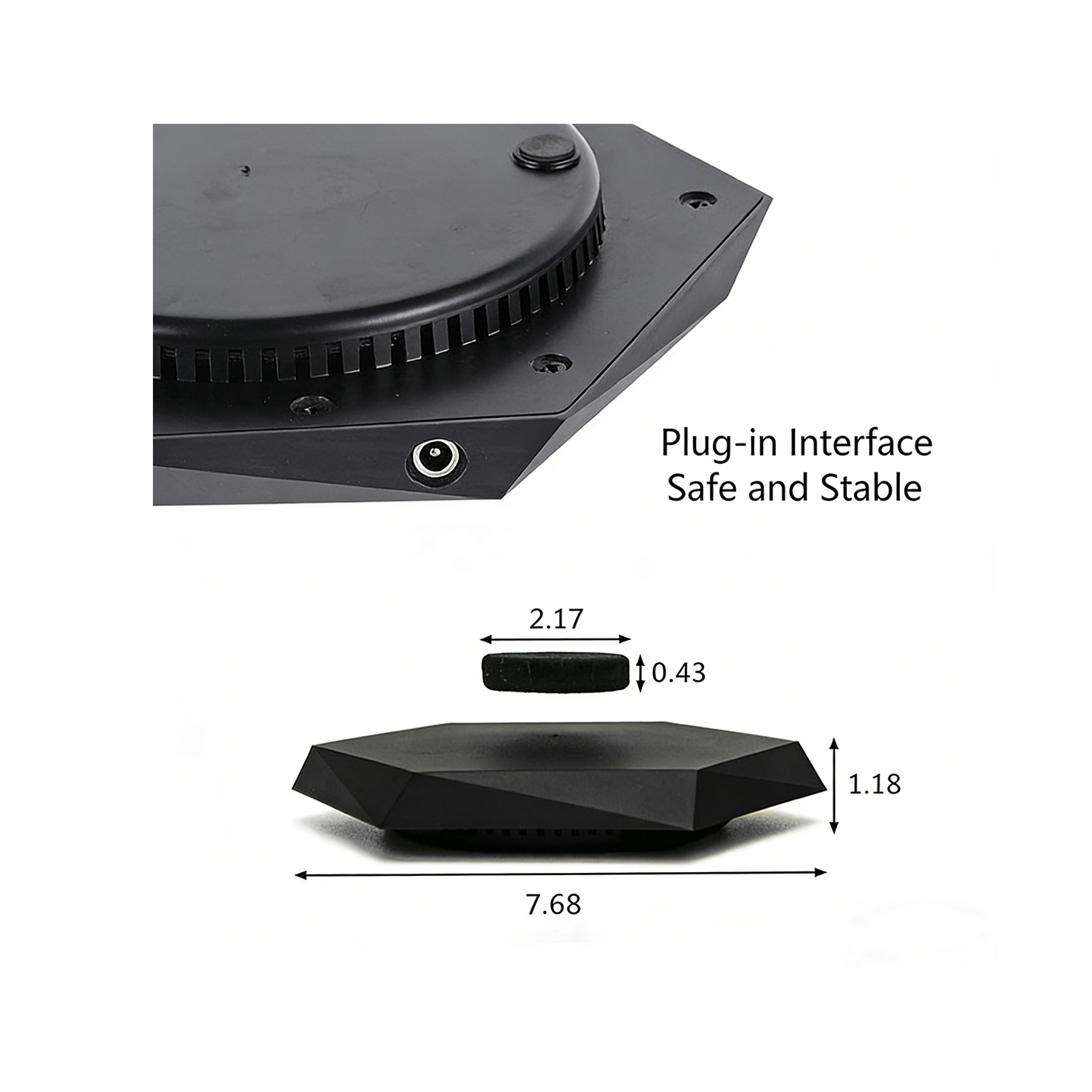 Kamiuzzly Magnetic Levitation Display Stand - Black Floating Shelf for Office Decor & Home Decoration, Modern Desktop Ornament