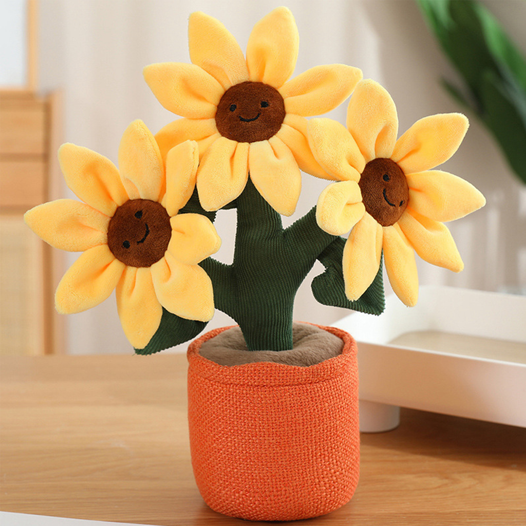 Kamiuzzly Plush Potted Plant - Desktop Decor, Fake Green Plant in Pot, Stuffed Toy for Office Desk Gift