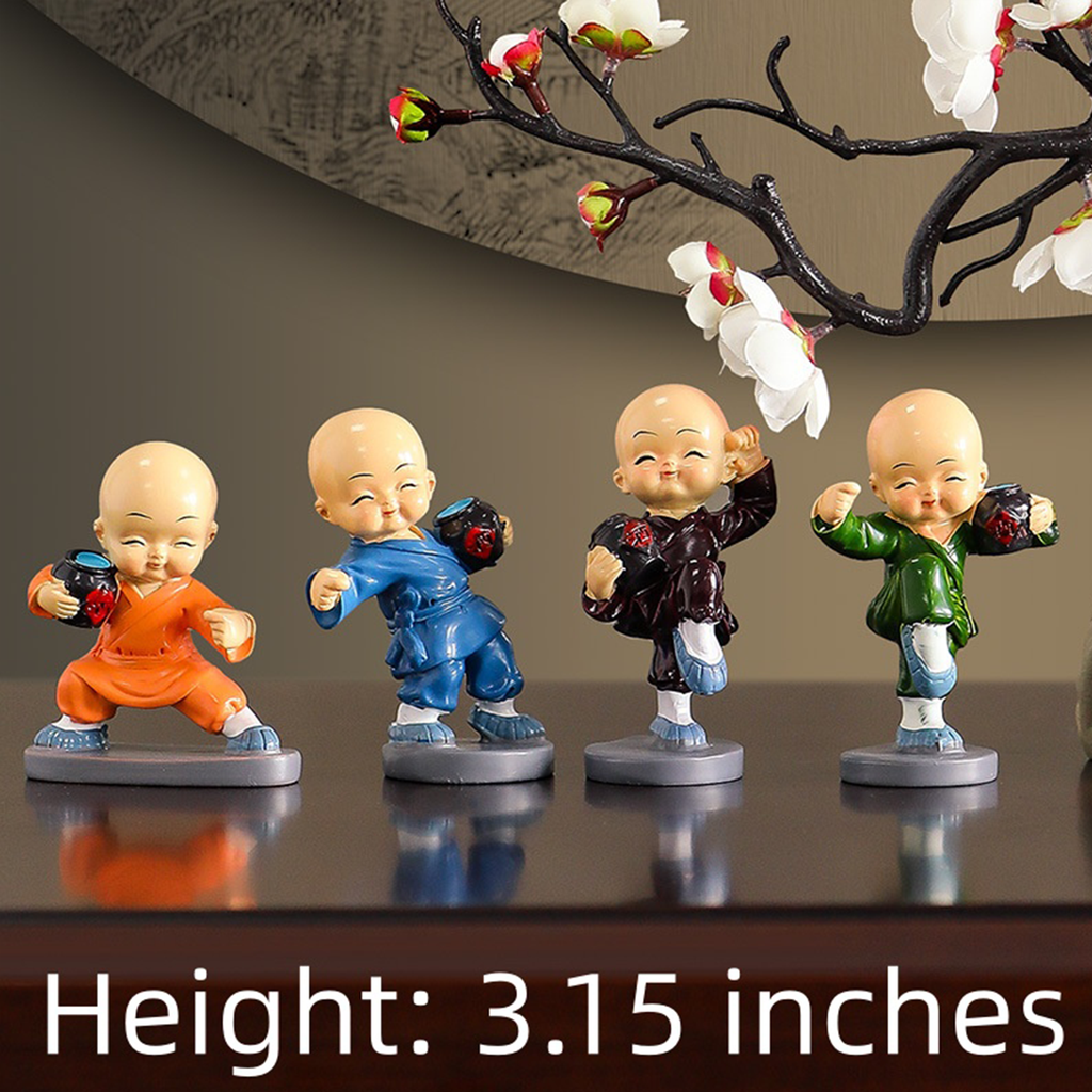 Kamiuzzly Kung Fu Monk Figurine - Zen Meditation Desktop Decor for Home Office Gift