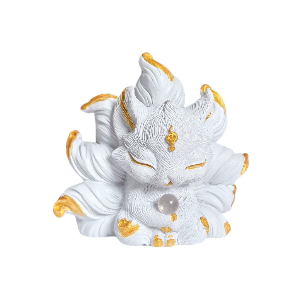 Kamiuzzly White Nine-Tailed Fox Collectible - Elegant Desktop Display