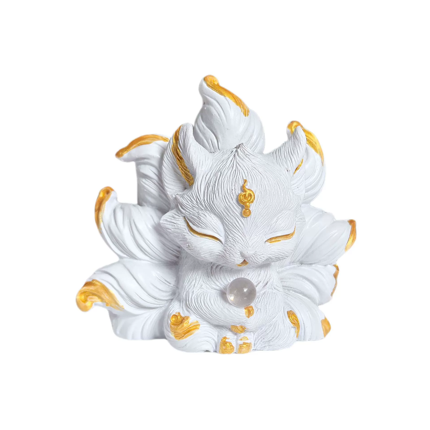 Kamiuzzly White Nine-Tailed Fox Collectible - Elegant Desktop Display