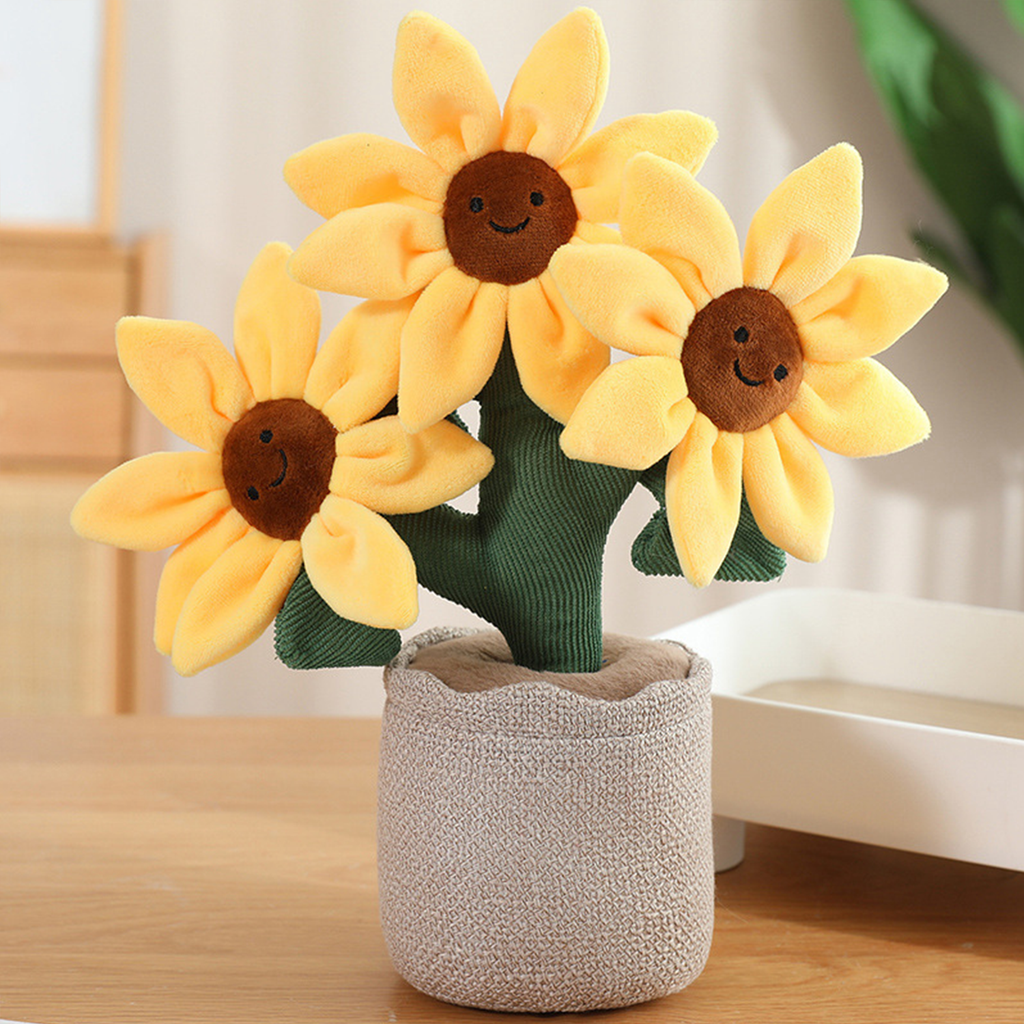 Kamiuzzly Plush Potted Plant - Desktop Decor, Fake Green Plant in Pot, Stuffed Toy for Office Desk Gift