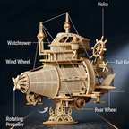 Kamiuzzly Wooden DIY Spaceship Kit - Eco-Friendly Craft Kit for Kids Adults, No Tools Needed 3D Wooden Puzzle, Creative Desktop Decoration & Educational Building Toy (1 Set)