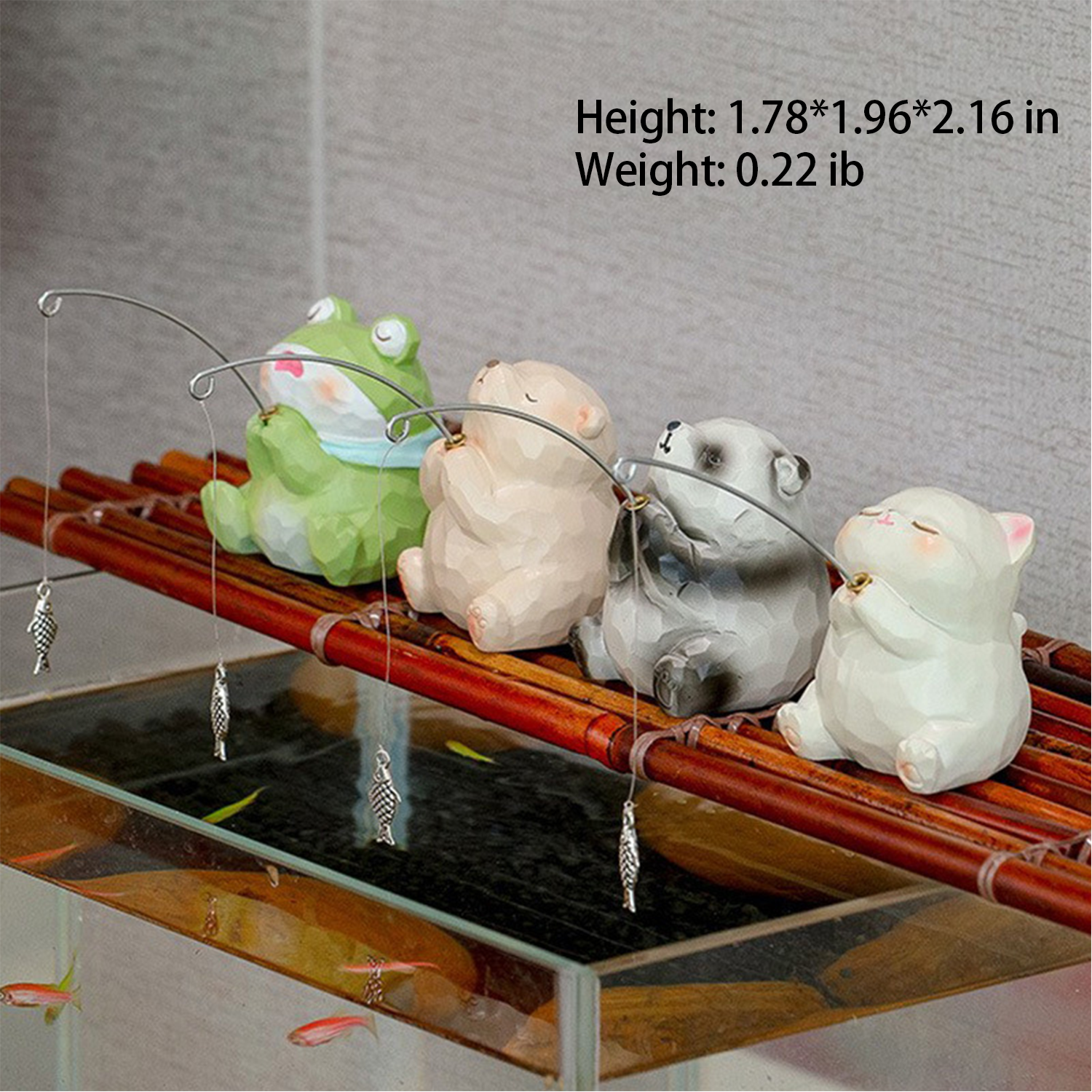 Kamiuzzly Fishing Animal Figurines - Cute Desktop Decor, Unique Stress Relief Gift