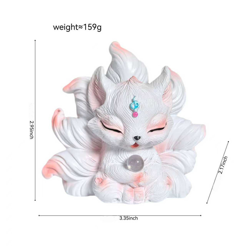 Kamiuzzly White Nine-Tailed Fox Collectible - Elegant Desktop Display